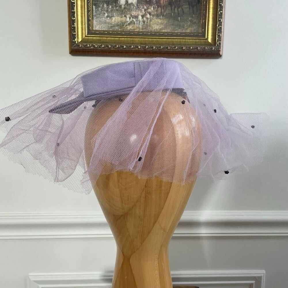 Vintage 60s Lavender Pastel I Dream of Jeannie Mesh Hat Topper Small
